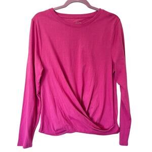 NWT J. Crew Women's Twist-Front Long-Sleeve Essential T-Shirt SZ LARGE pink NEW